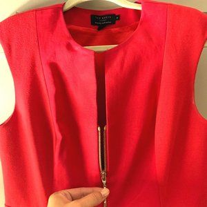 Red zip up Peplum Dress by Ted Baker